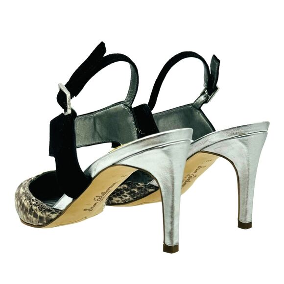 Sam Edelman Ola Slingback Pumps Womens 8.5M Ivory Black Snake Print Pointed Toe - Picture 8 of 16